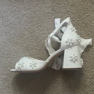 Forever Soles pearl flower heels still in the box! Wedding shoes only worn once